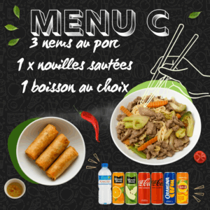 MENU C - Nems au porc et nouilles sautées